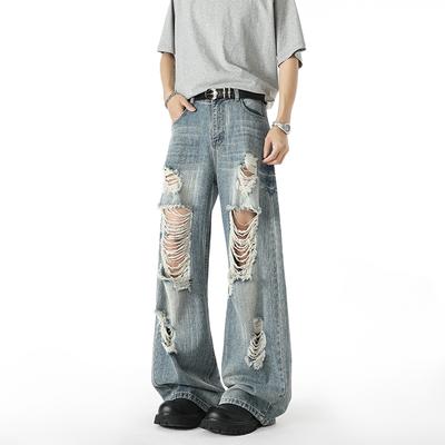 Jean déchiré homme Jean homme extensible trou coupe slim hip hop pantalon en denim jean décontracté pour homme pantalon de jogging homme pantalon cargo surdimensionné