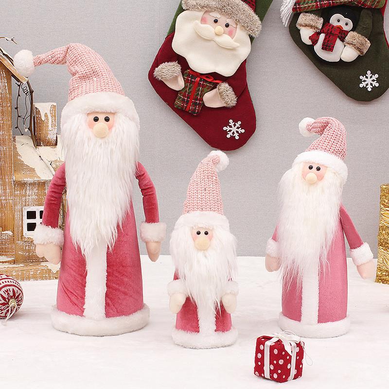 Soft And Cozy Christmas Pink Knitted Hat Snowman Stuffed Doll