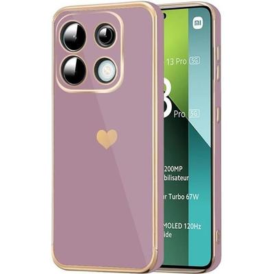 Case - E.F.CONNECTION - for Xiaomi Redmi Note 13 Pro 5G - Purple - Heart Pattern - Shockproof Soft