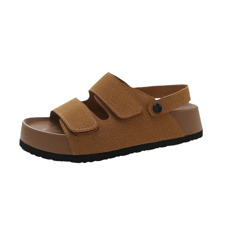 Yazlık yeni plaj Roma ayakkabıları retro cırt cırtlı kelimeli muffin tabanlı Birkenstocks sandaletler