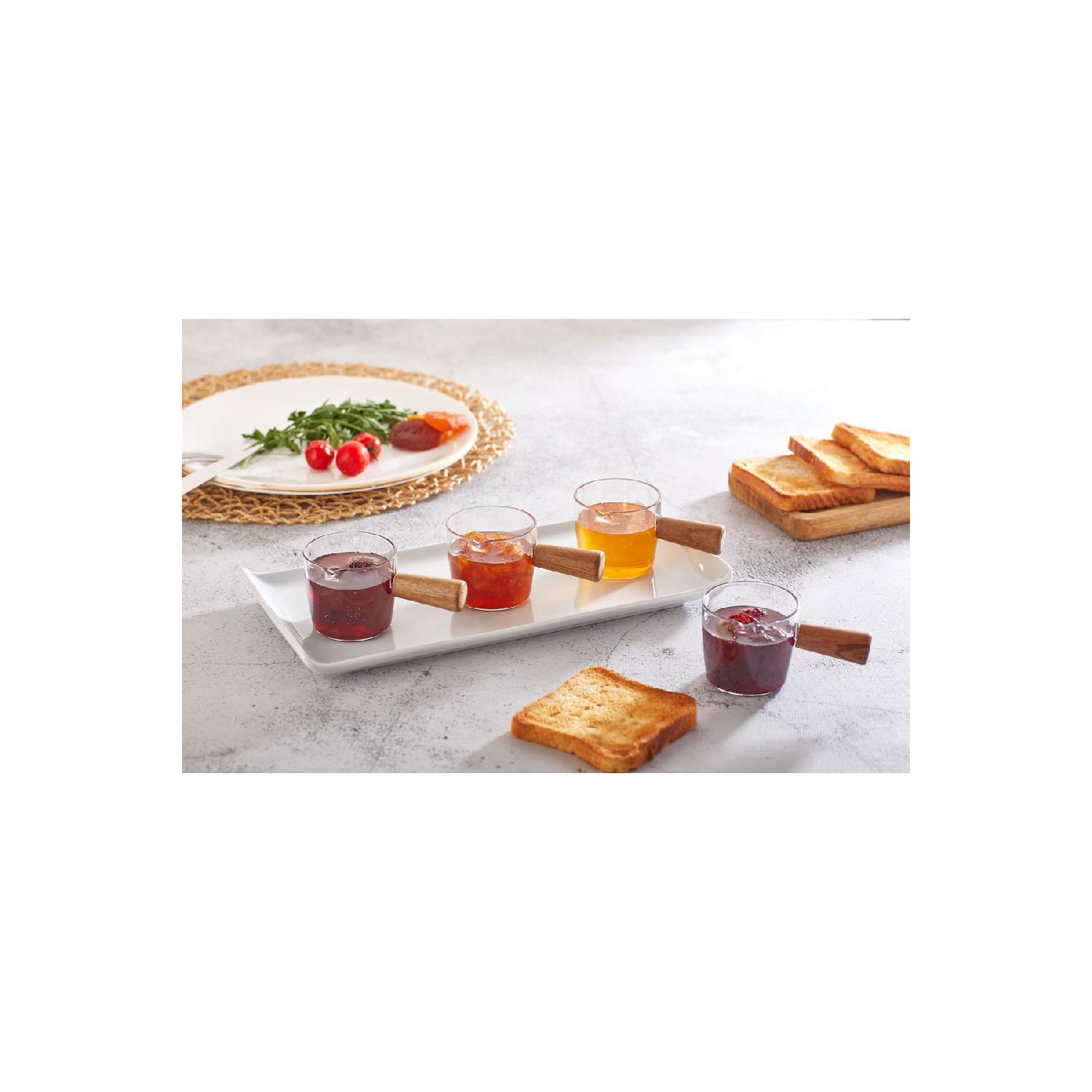 

Набір для сніданку з дерев яною ручкою Mika Jam Bowl Sauce Bowl - 80 мл білий