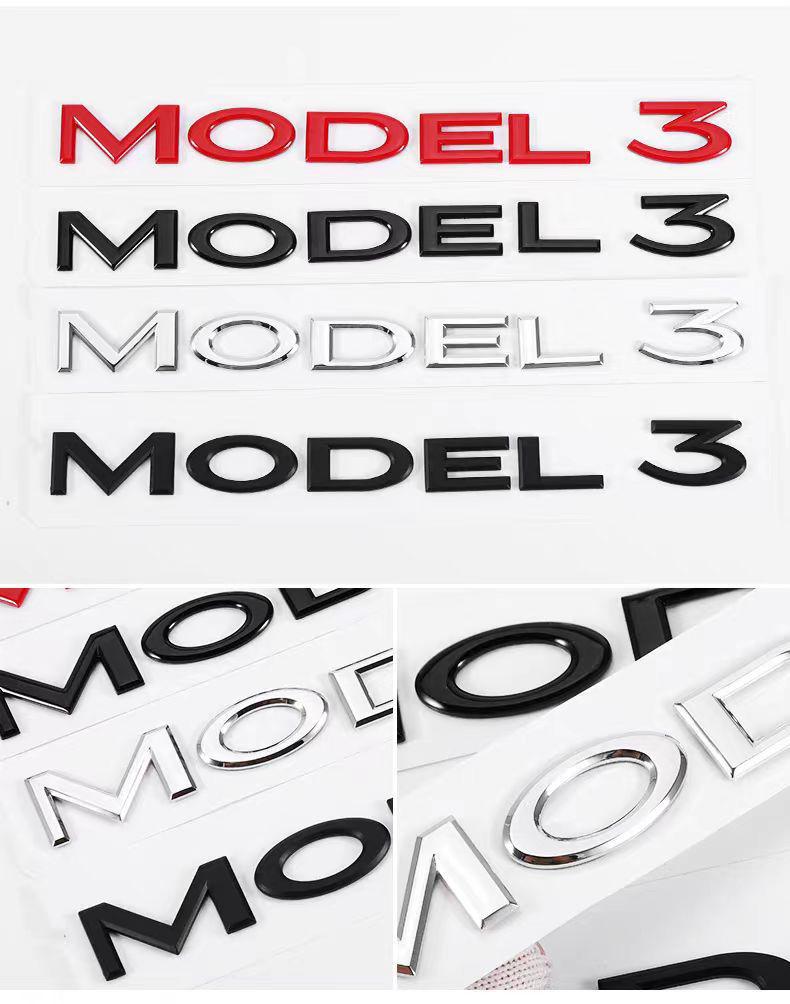 Tesla Model 3 SY X Kofferraum Kunststoff Logo Aufkleber - TESLA Englischer Buchstabe Auto Aufkleber