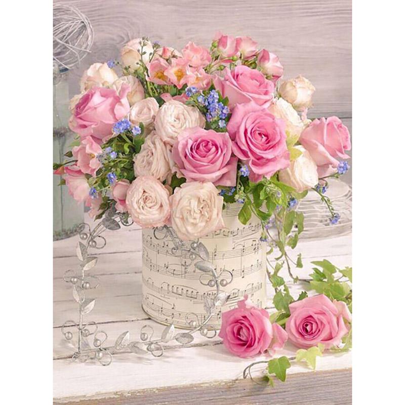 Diy Flower 5D Diamond Painting Full Round Drill Cross Stitch Diamond Mosaic Rose Rhinestone Diamond Embroidery Home Decor