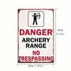 Vintage Archery Danger Sign, 8x12 Inch Iron Plaque, Humorous 2D Wall Decor Gift