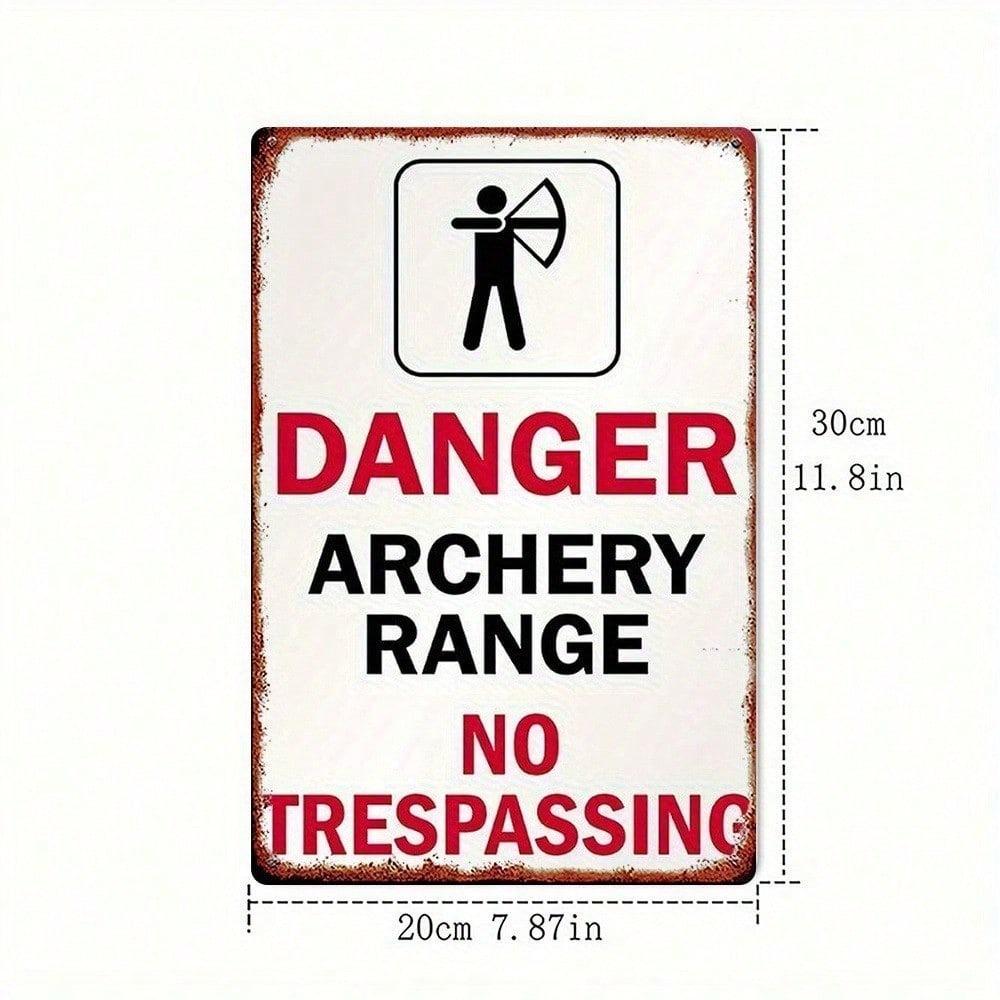 Vintage Archery Danger Sign, 8x12 Inch Iron Plaque, Humorous 2D Wall Decor Gift