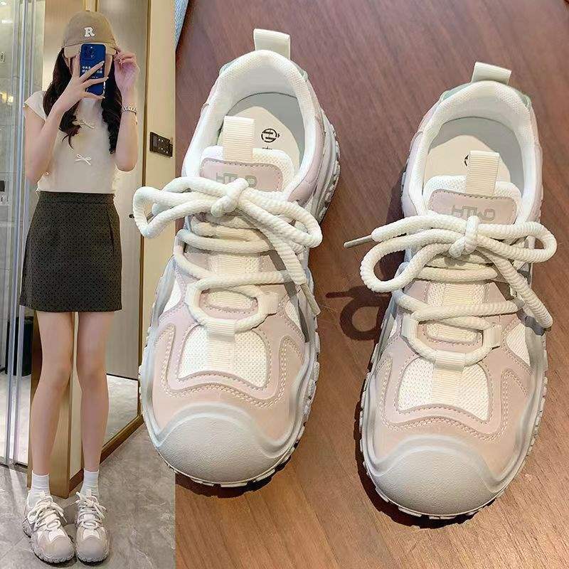 Platform Mesh Sneakers Women's 2025 New Versatile Casual Hiking Shoes Lightweight Breathable Running Shoes Dad Shoes Women