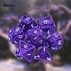 7 Pcs Purple White Squid Metal Dice Hollow Metal Polyhedral Dice Set Suitable for Role-Playing RPG  Board Game Card Game
