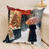 World Landmark Christmas Cushion Cover Silky Short Plush Invisible Zipper Dustproof Sofa Pillow Case For Home Decor