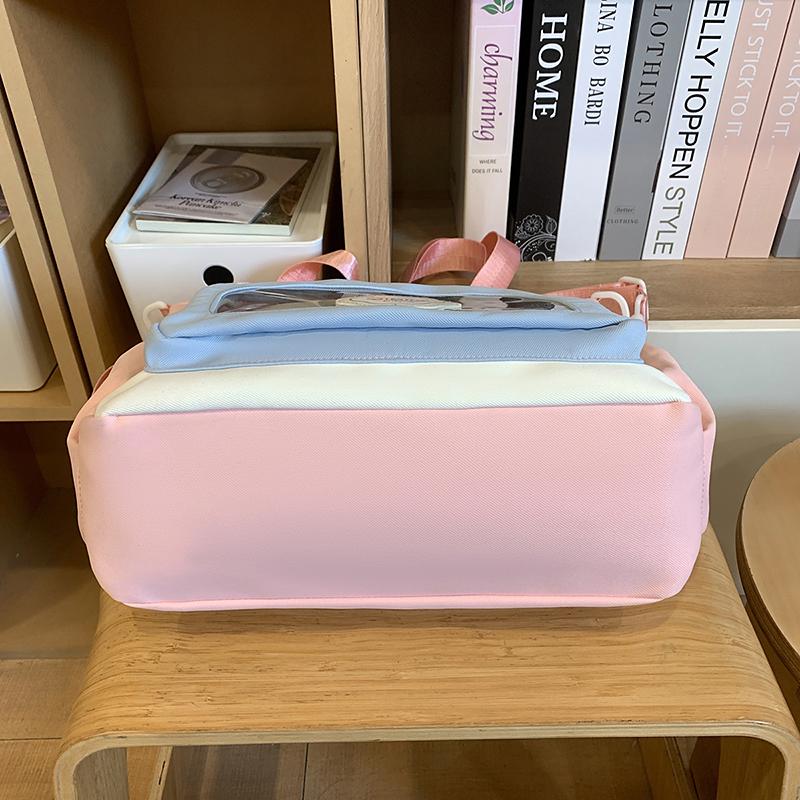 Color Block Shoulder Bag Durable Student Tote Bag Campus Crossbody Bag