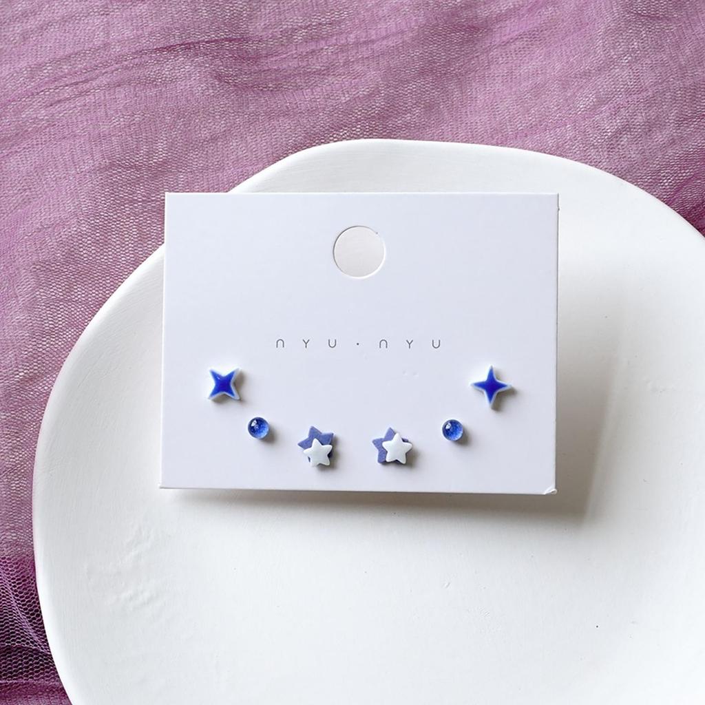 Ceramic Ear Post Stud Earrings Mixed Color Round Flower Star Airplane Universe Planet Earring Girl Women Ear Jewelry