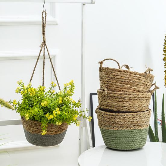 Cachepô Corda de Algodão Pendurado Cesto de Flores Robusto Tecido à Mão Plantador Charme Rústico Suporte de Plantas Vaso para Cultivo de Orquídeas