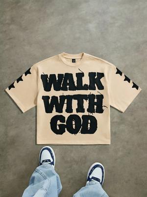 Περπάτα με τον Θεό Πίστη Ρητό Φαρδύ T-Shirt Άνδρες Γυναίκες Χριστιανικό Θρησκευτικό Γραφικό Κοντομάνικο Στρογγυλή Λαιμόκοψη Streetwear Μπλούζες 2026