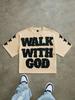 Cammina con Dio Frase sulla Fede T-shirt Oversize Uomo Donna Grafica Religiosa Cristiana Manica Corta Girocollo Top Streetwear 2026