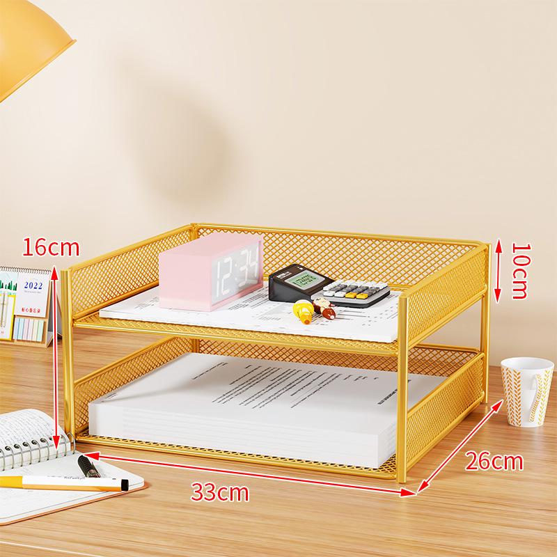 Multi-Layer Metal Desktop File Rack and Document Holder