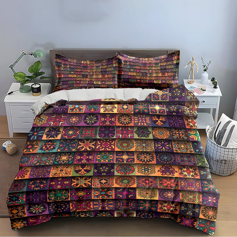 Colorful Geometric Pattern Bedding Set Bedding set (1 duvet cover, 2 pillowcases, duvet not included)