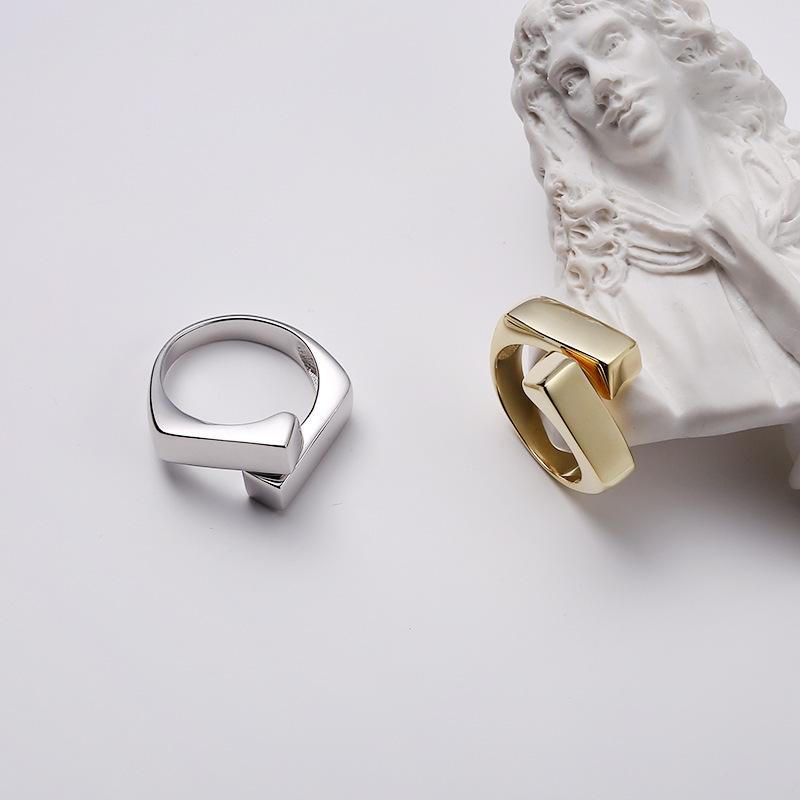 Geometric Cross Women's Minimalist Adjustable Metal Ring - Trendy Cold Style Index Finger Accessory