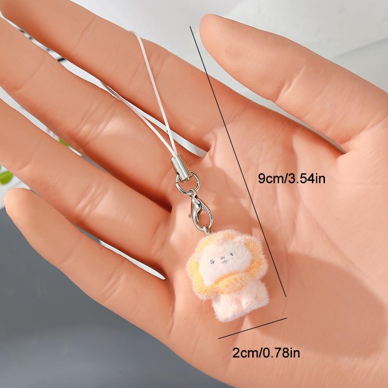 Flocking Penguin Hippopotamus Animal Keychains Phone Lanyard Resin Cute Tiger Beaver Bear Rhinoceros Bag Earphone Case Pendant