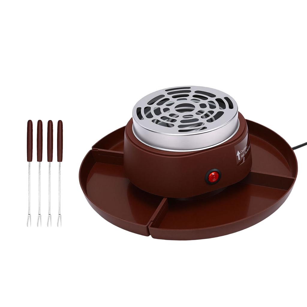 2 In 1 Electric Smores Maker And Fondue Pot Indoor Tabletop Marshmallow Roaster with 4 Roasting Forks 4 Detachable