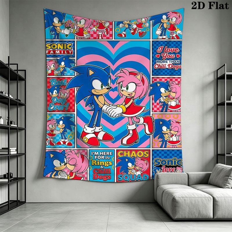 Hedgehog Sonic Bend Wall Hanging Printed Fabric Blanket Decorative Tapestries for Bedroom Living Room Home Decor
