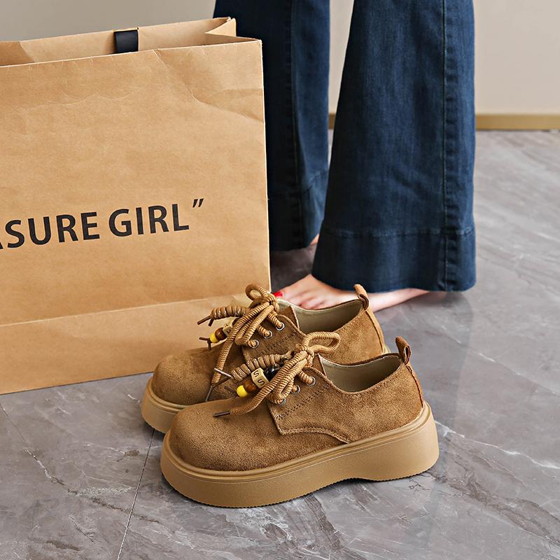 New 2025 Women's Soft Leather Thick Bottom Platform Slip-On Casual Loafers Single Shoes Easy To Wear Comfortable Shoes