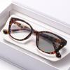 Photochromic Spring Leg Myopia Glasses Cat-Eye with Pin-Plugged Indoor/Outdoor Dual-Use Anti Blue Light Minus Diopter Eyeglasses