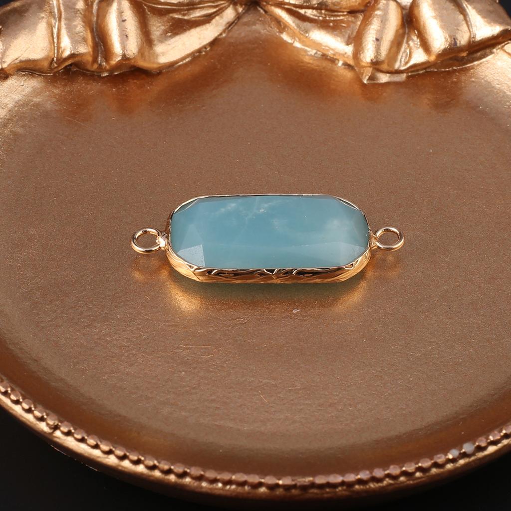 Conectores Piedra Natural cuarzo rosa/amazonita conector facetado rectangular para fabricación de joyería DIY collar pulsera accesorio