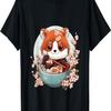 Otaku Anime Red Panda Eat Ramen Noodles Cherry Blossom T-Shirt(59)