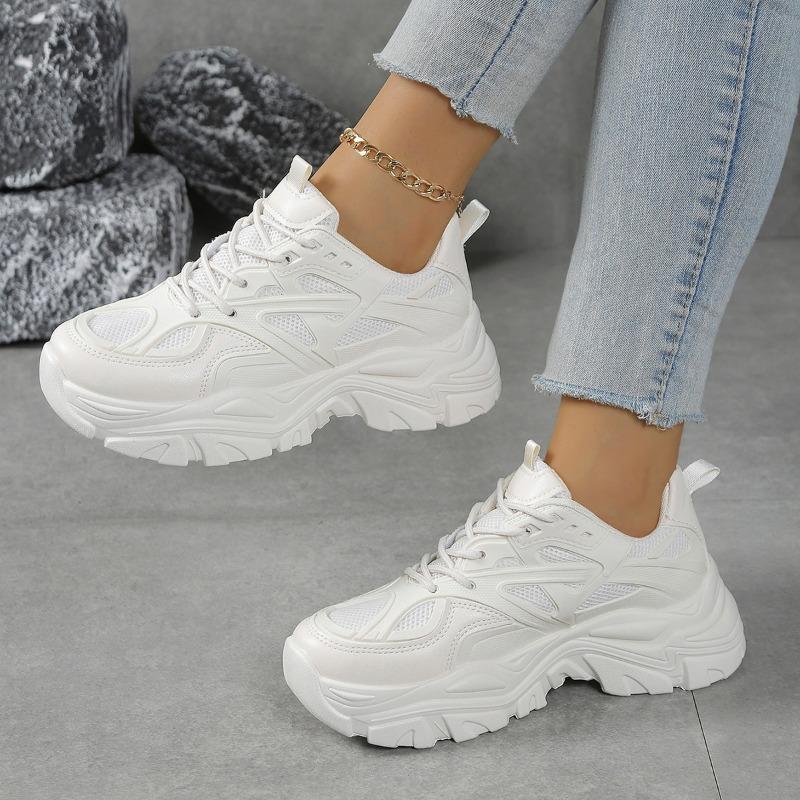 Women‘s Shoes Lightweight Dad Summer Versatile White Thick-Soled Height-Increasing Casual Sports.