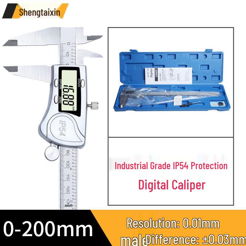 Waterproof High-Precision Digital Vernier Caliper, Stainless Steel, 0-150/200/300mm.