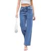 Womens High Waisted Jeans Stretchy Flared Straight Leg Loose Trendy Hem Denim Pants