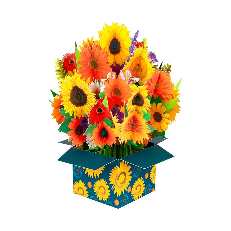 Paper Flower Bouquet Card Forever Flower Bouquet 3D Pop Up Greeting Cards For Valentines Day Graduation Day