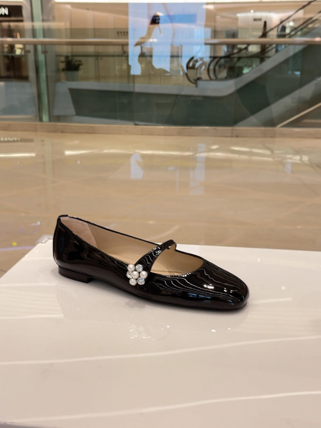 

Cowhide version~ Pearl rhinestone buckle genuine leather Mary Jane single shoes women s soft-soled small leather shoes flats Mary Jane classic 40 чёрный