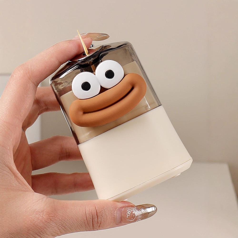 "Zahnstocherspender poppt automatisch heraus, Haushaltsaufbewahrung, Kreatives und niedliches Kunststoff-Zahnstocherglas, Drucktyp-Zahnstocherbox"