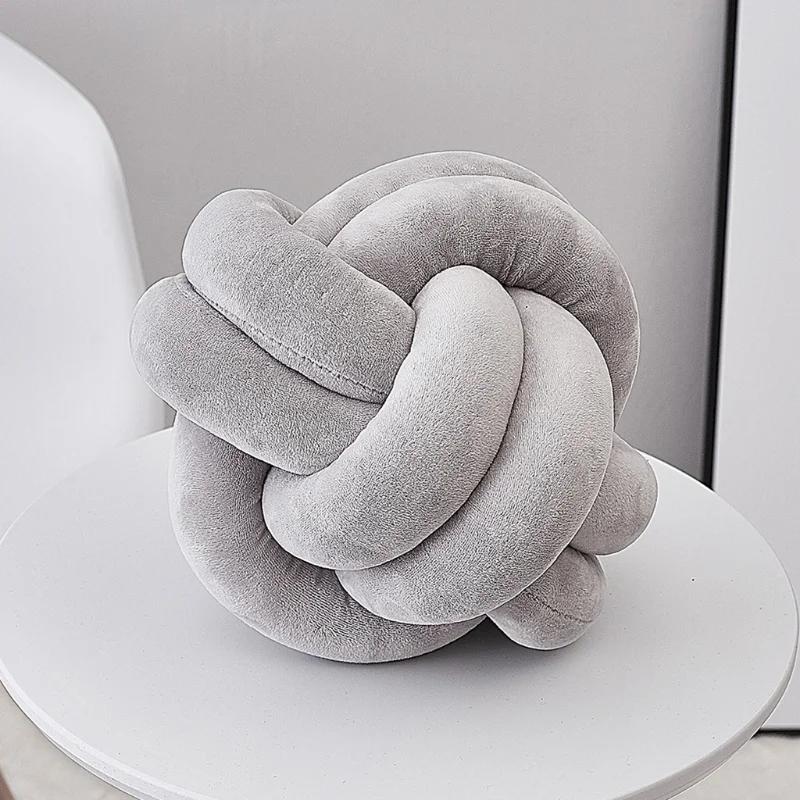 Soft Plush Knot Cushion Sofa Throw Pillow for Living Room Green Round Hand Woven Cushion Throw Pillow Round Knot Pillow