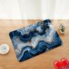 Blue Grey Gold Marble Print Bath Mat, Abstract Gilded Stone Texture Non-Slip Rug, Washable Luxury Decor Carpet for Bathroom
