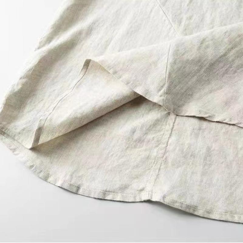 Chinese Style Men's Linen Short-sleeved Shirt Men's Summer Thin Casual Retro Cotton and Linen Pullover Stand-up Collar Shirt