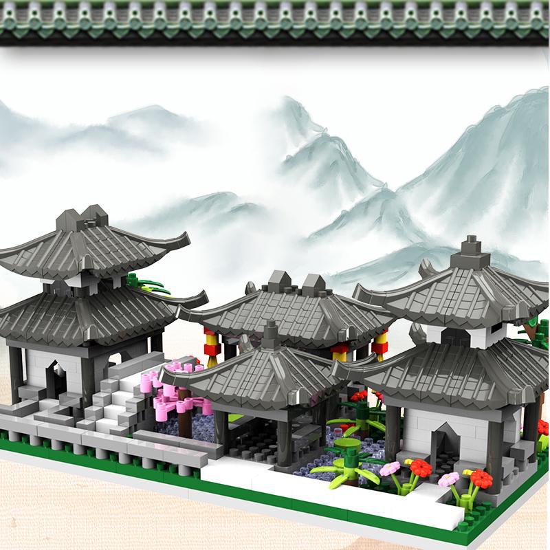 Assembled Building Blocks Suzhou Garden 3-in-1 DIY Small Particle Children's Puzzle Toy Gift