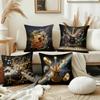 Guitar & Music Note Throw Pillow Covers, Glowing Acoustic Guitar With Sound Wave Print Cushion Cases Rock Music Lover Home Decor