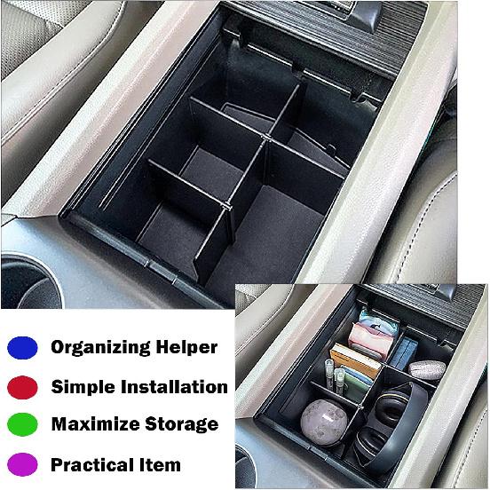 RUNROAD Center Console Organizer Compatible With Honda Pilot (2016-)/ Ridgeline (2017-)/ Passport (-) Accessories, Ert Armrest Dividers ABS Secondary