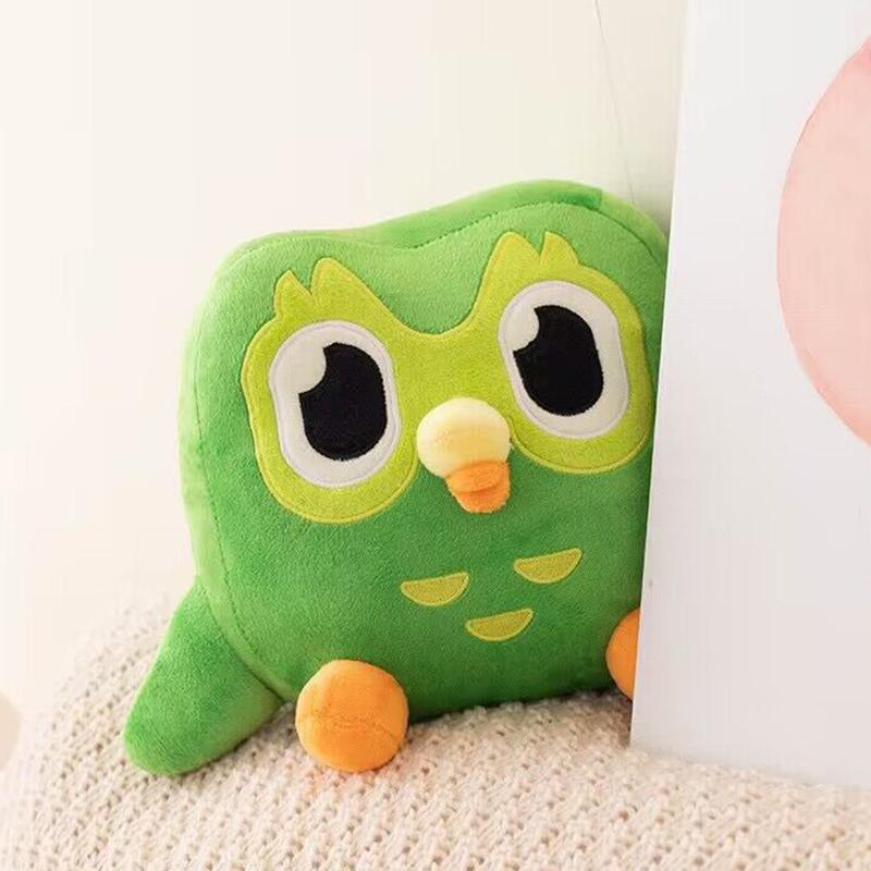 Green Owl Plush Toy Stuffed Kawaii Cartoon Animal Bird Pillow Back Support Plushie Companion Gift