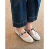 Sheepskin~ Genuine Leather Retro French Shallow Mouth One-word Ballet Single Shoes Women's Flat Commuting Mary Jane Small Leather Shoes
