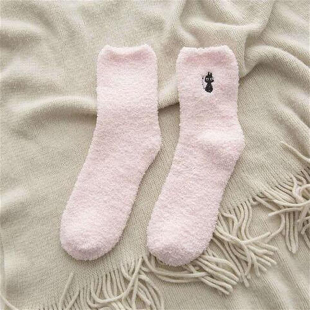 

Polyester Fuzzy Socks Fluffy Black Cat Sock New Cozy Fluffy Slipper Socks Home светло-розовый