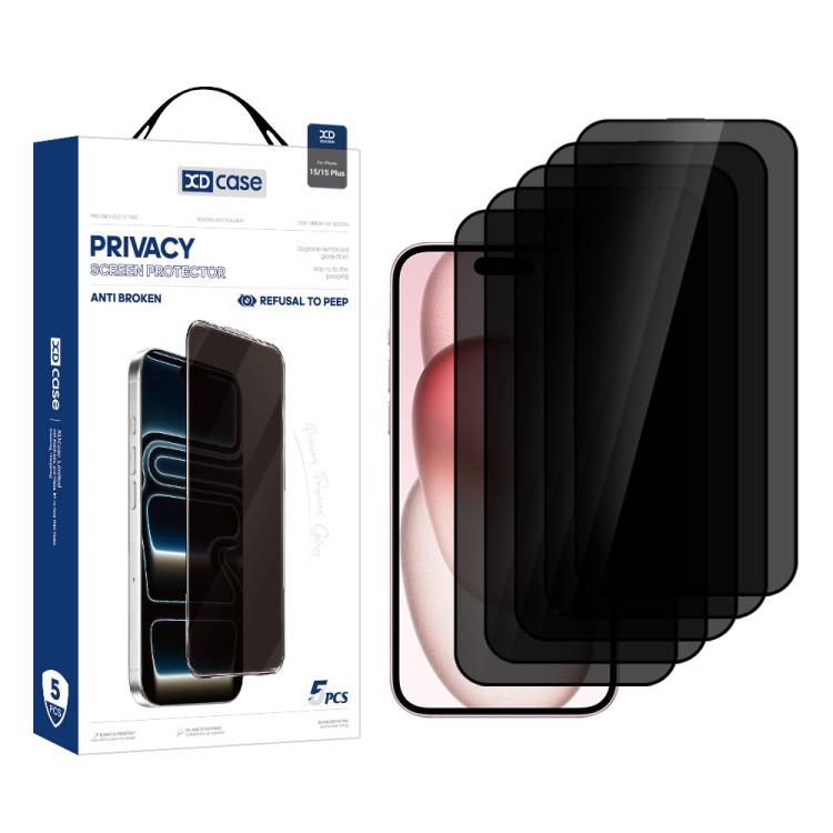 XDcase 5pcs / Pack Silk Screen Printed Anti-Peep Tempered Glass Screen Protector