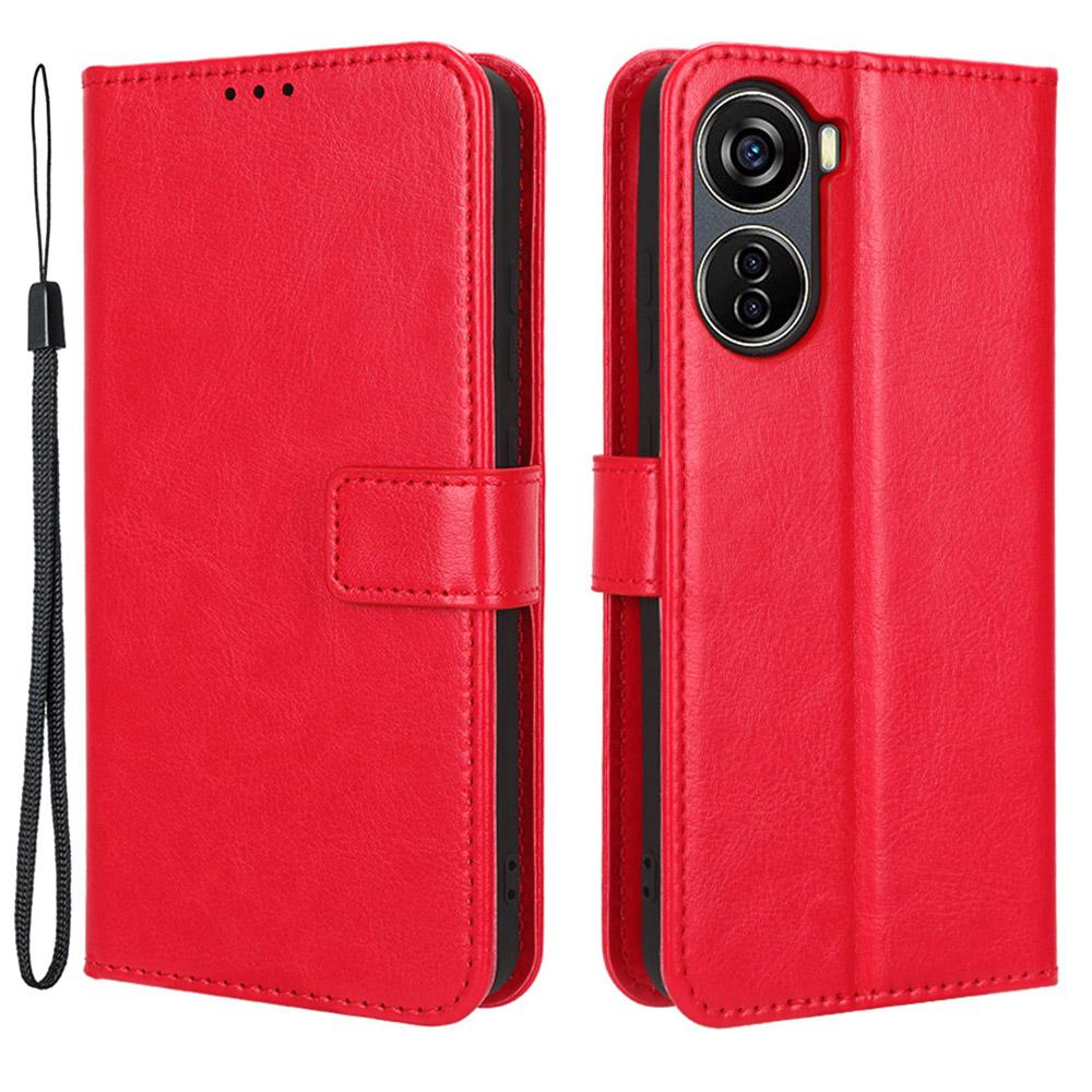 

Для ZTE Blade V40 Design Чехол-кошелек с текстурой Crazy Horse из ПУ кожи, подставка, откидная крышка-фолио, чехол для телефона Red