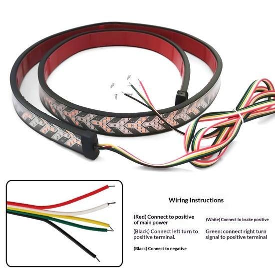 Kamyonlar ve Treylerler İçin Ok Sinyalli, Frenli, Sinyalli, Sıralı Sarı Kırmızı Işıklı Esnek Su Geçirmez Bagaj Kapağı LED Stop Lambası Barı