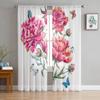 Floral Watercolor Wildflowers In Vintage Style Tulle Curtains for Living Room Bedroom Chiffon Sheer Voile Kitchen Curtain