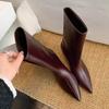 European and American style 2025 autumn and winter new Korean version retro pointed mid-tube boots women's wide tube kitten and fashionable versatile