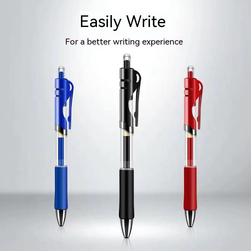 Stylo à bille à encre gel rétractable, noir, rouge, bleu, pour l'écriture, fournitures de bureau et scolaires, papeterie, rétractable 0,5 mm, boîte de 12 pièces