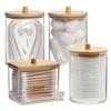 4 Pack Cotton Swab Holder Dispenser, Apothecary Jars Restroom Bathroom Containers for Floss, Cotton Ball, Cotton Swab