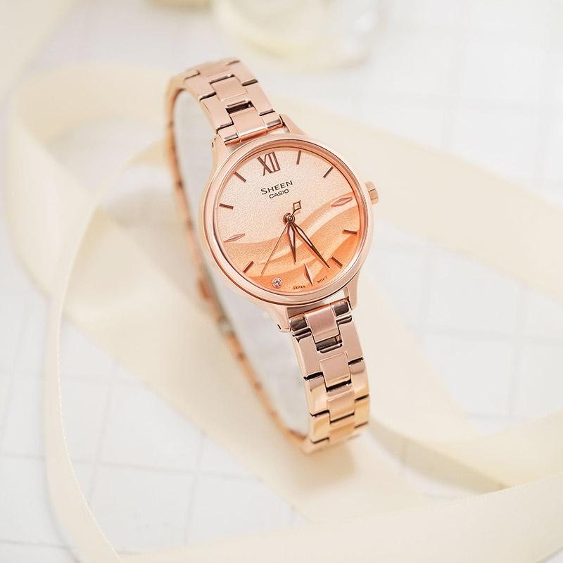 Casio SHEEN Series SEAWAVE Colorful Star Theme Model Fashion Three-dimensional Simple Quartz Movement Resin Strap Japanese and Korean SHE-4550PG-4AUPR